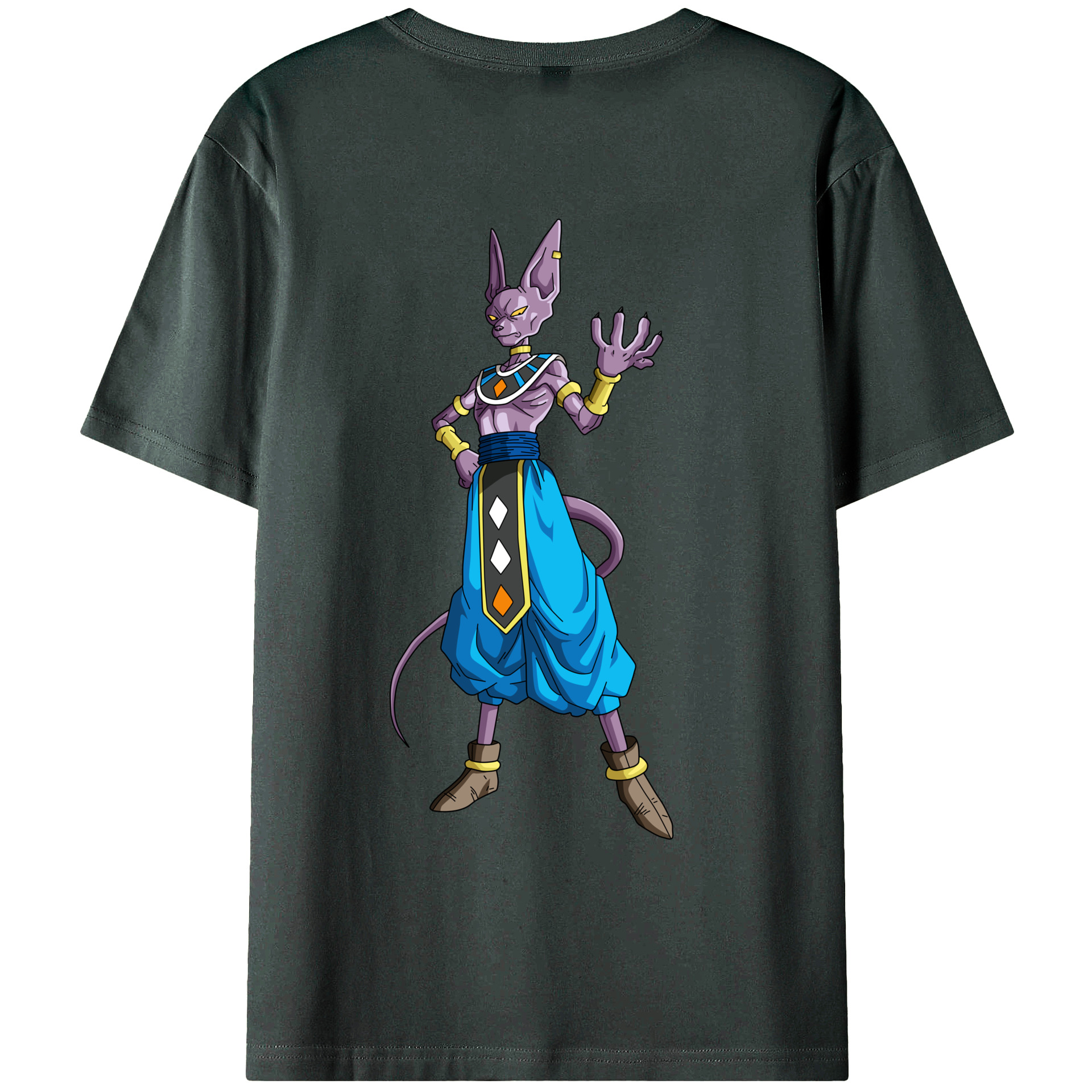 （画像用） ドラゴンボール ビルス 破壊神ビルス DRAGON BALL Beerus Birusu 綿100％ メンズ半袖Tシャツ（バックプリント） 通気性